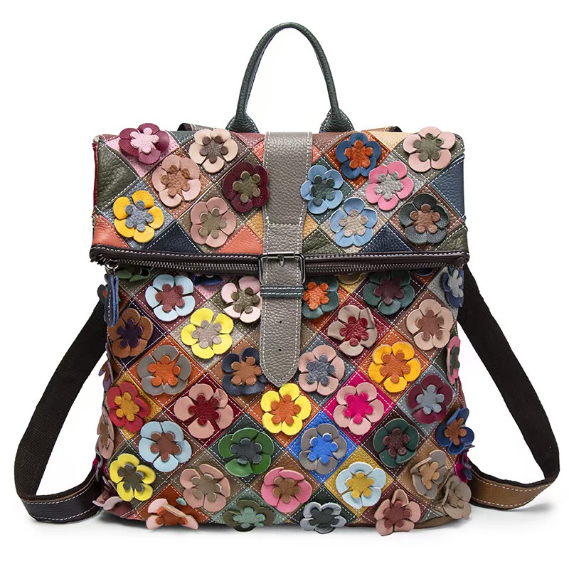 Fashion Backpack Women - Mochila Vintage de Cuero Genuino para