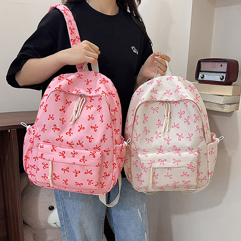 School Backpack Teen - Mochila con estampado de lazo, mochila