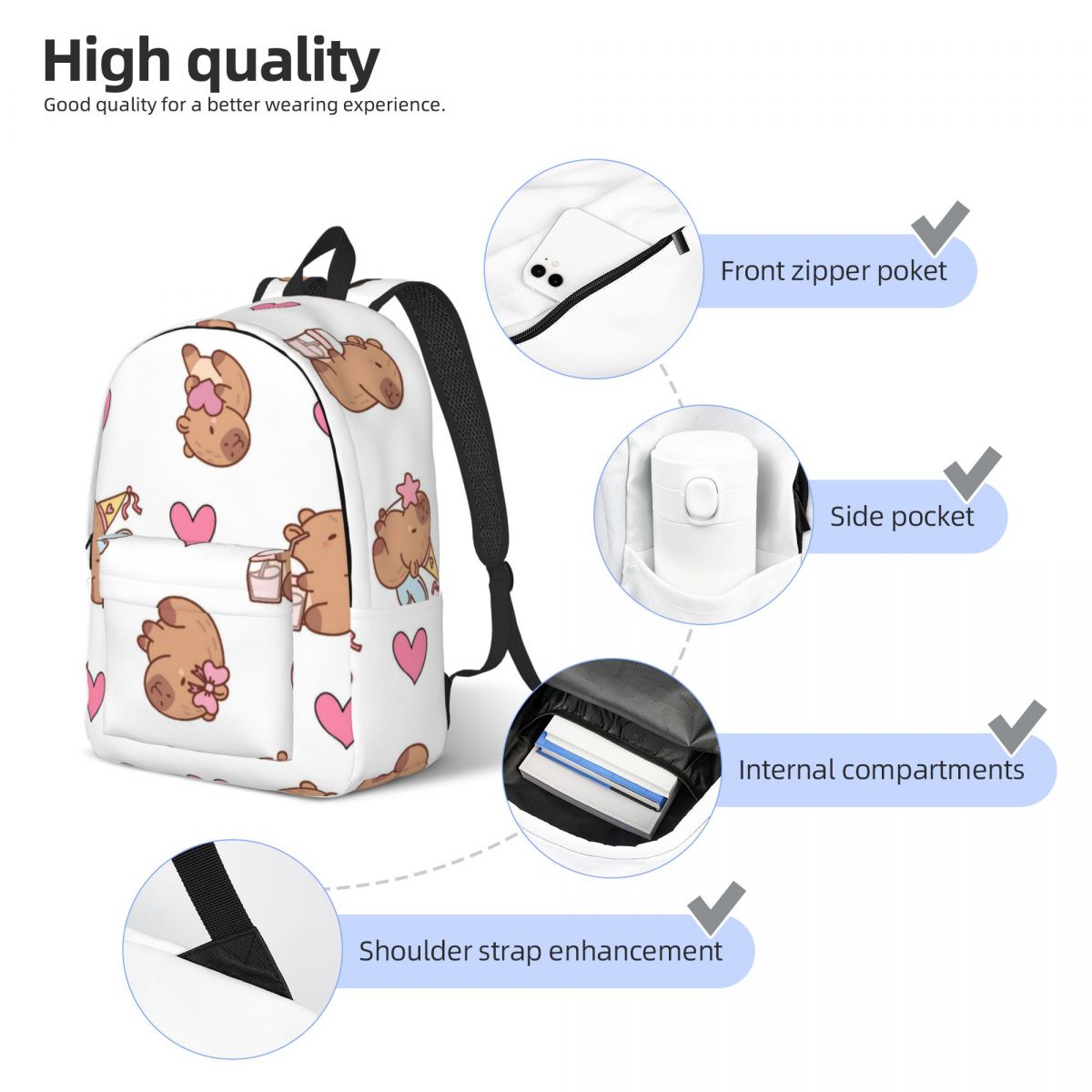 Mochila de capibara, escuela s - School Backpack Teen reseña y precio