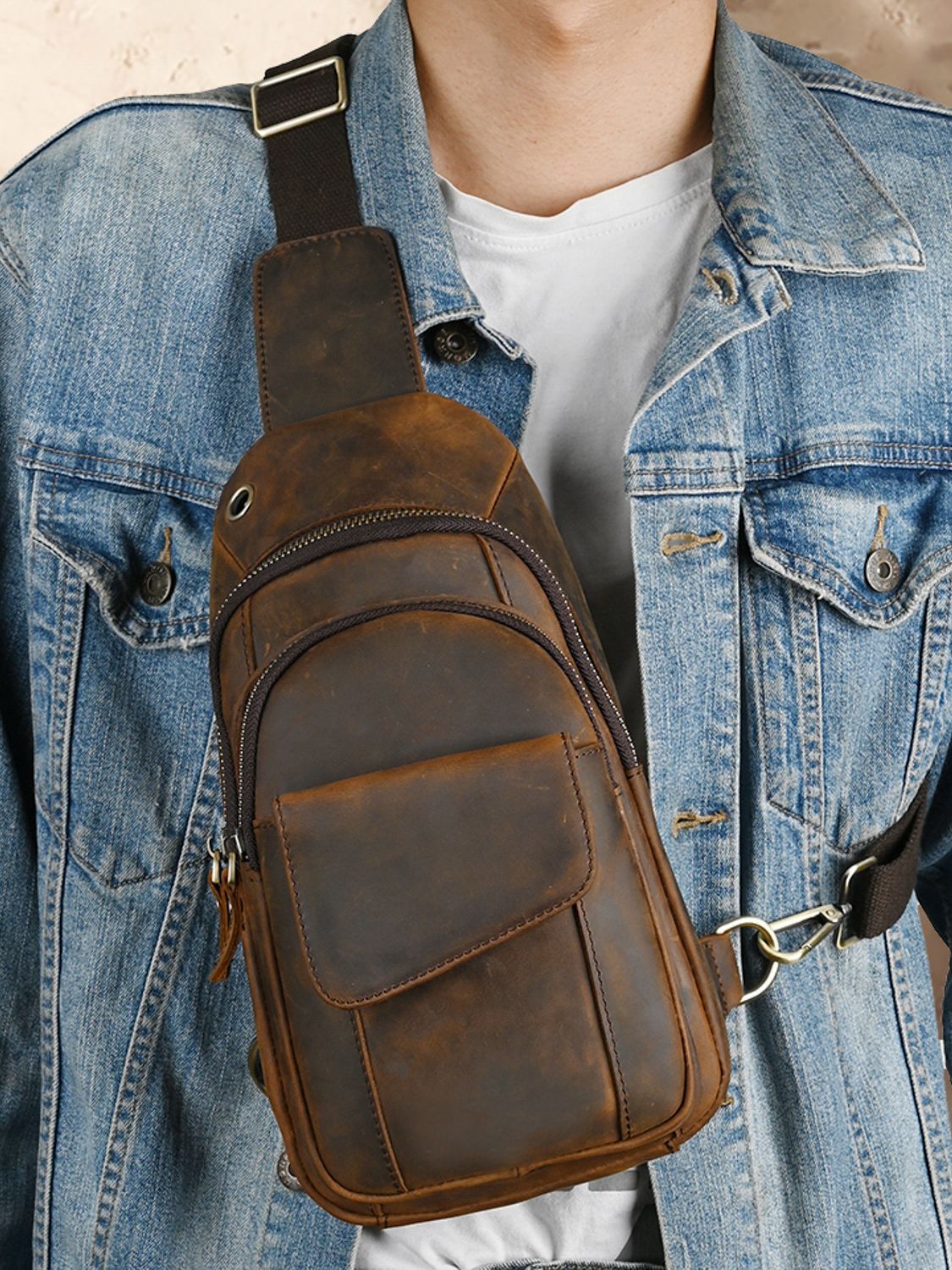 Bolso de pecho multifunción de - Leather Backpack Vintage reseña y precio