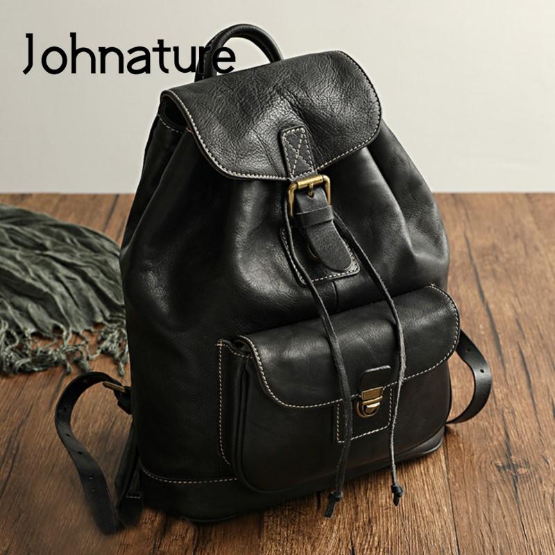 Johnature-Bolso de viaje de cu - Leather Backpack Vintage reseña y precio